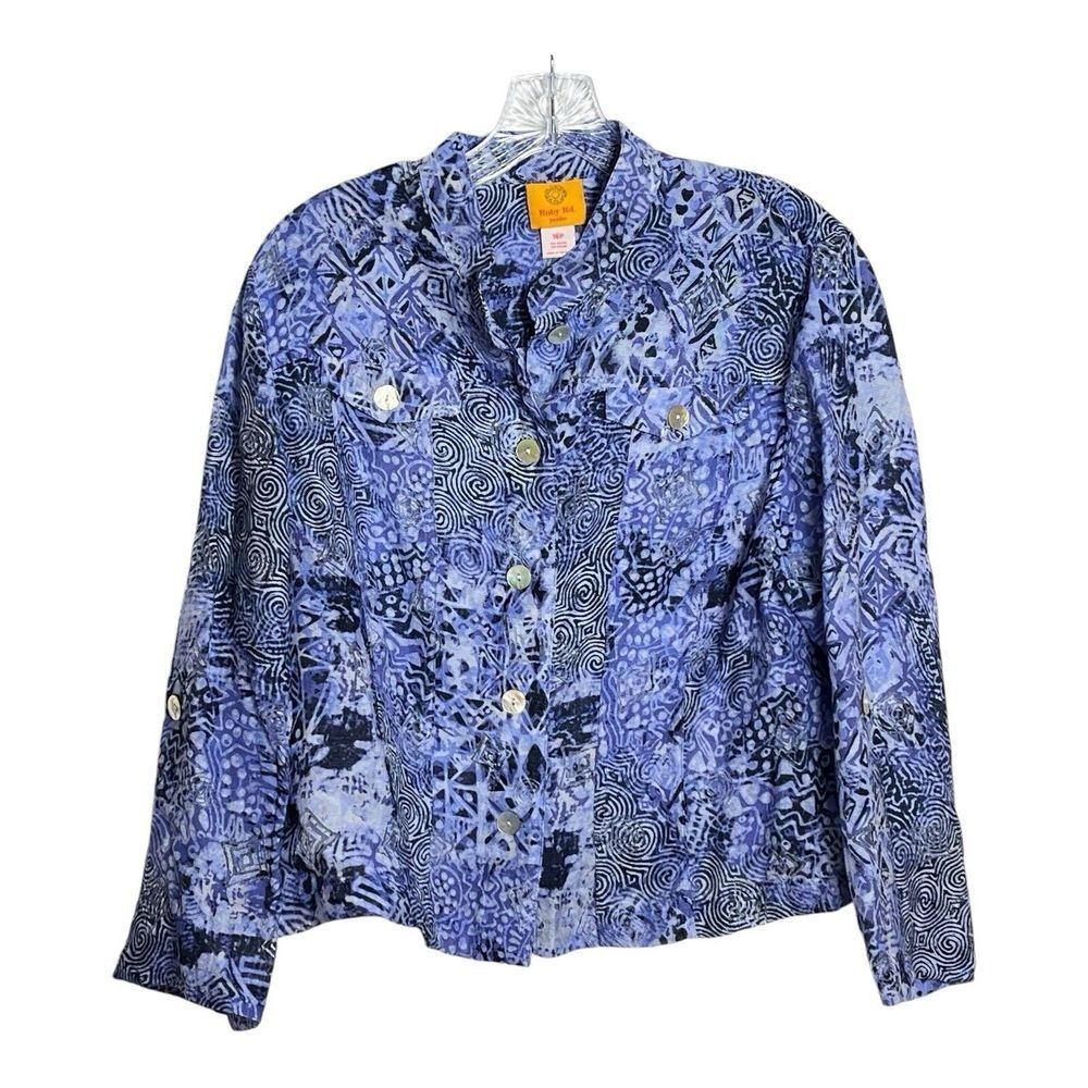 Ruby Rd Petite Blue Print Button Front Jacket Wom… - image 7